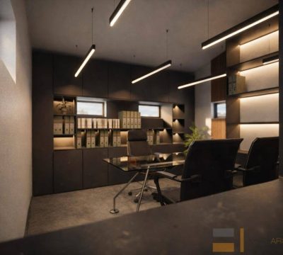 Diseño de oficina ejecutiva con iluminación lineal MMS Arquitectos