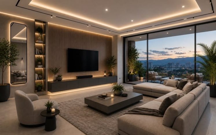Remodelación de sala de departamento con iluminación LED MMS Arquitectos
