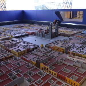 Vista general en proceso de maqueta del Centro Histórico de Puebla MMS Arquitectos