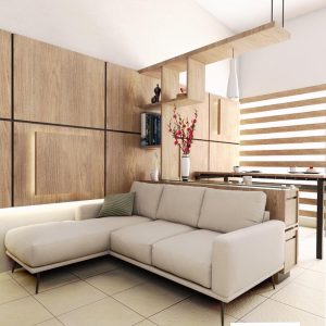 Remodelación de sala y comedor con paneles de madera MMS Arquitectos